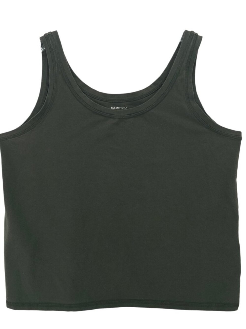 EILEEN FISHER Tank Top Dark Olive Green Organic Cotton Stretch Size 2X